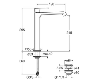 QUADRI S CRIQS222 - High countertop single handle washbasin mixer by CRISTINA Rubinetterie - view 3